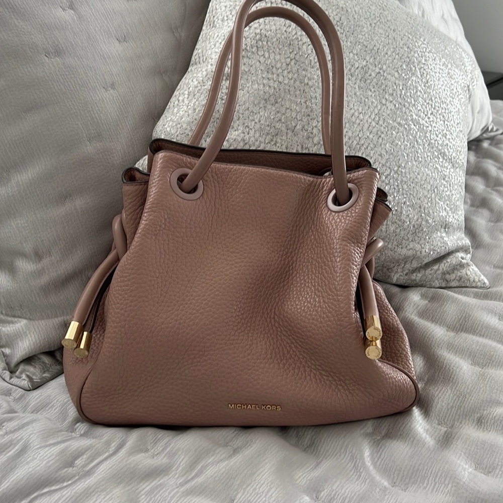 Michael Kors Blush Leather Hobo Purse with gold accents